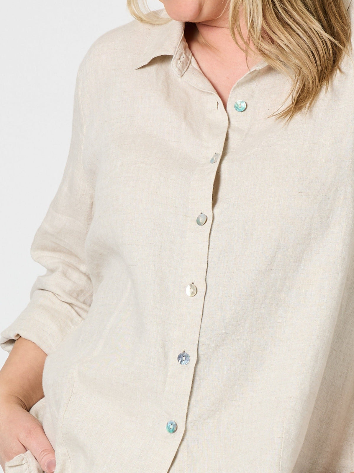 Gordon Smith Milly Ruffle Hem Linen Shirt (Natural)