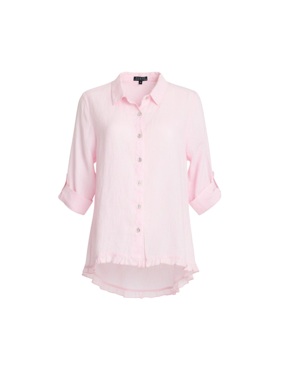 Gordon Smith Milly Ruffle Hem Linen Shirt (Pale Pink)