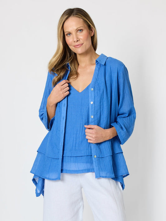 Image of Shirts. Product name - Essential Shirt Azure in Azure colour by brand - Clarity