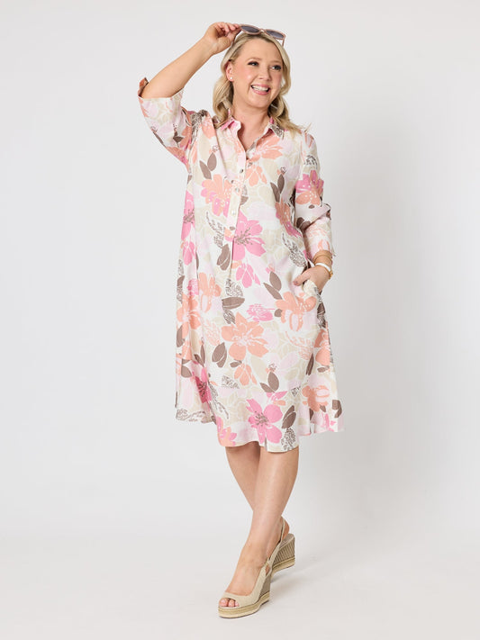 Gordon Smith Amalfi Floral Rose Print Dress (Pink/Multi)