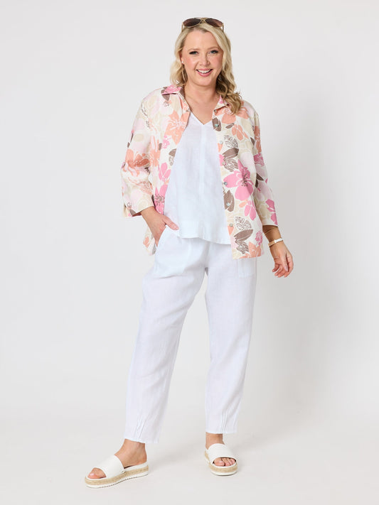 Gordon Smith Amalfi Floral Rose Print Shirt (Pink/Multi)