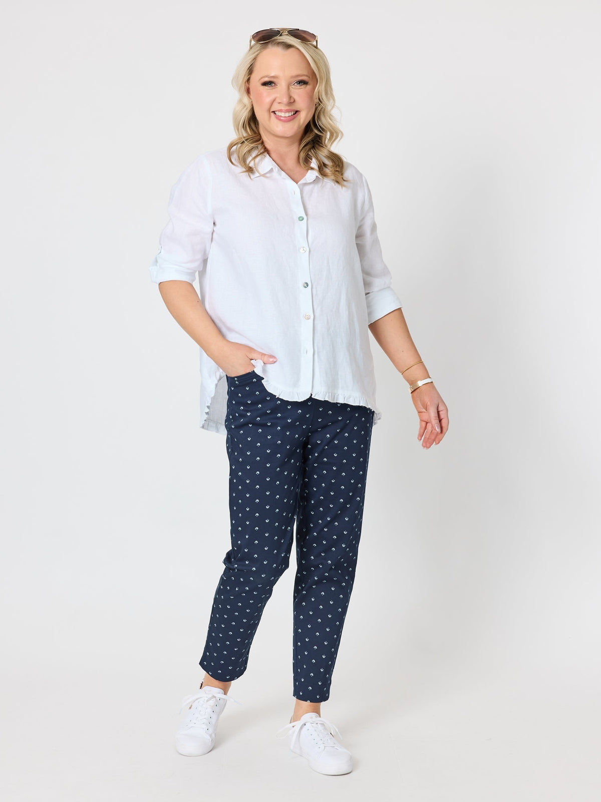 Gordon Smith Tropez Slim Leg Print Pant (Navy/White)