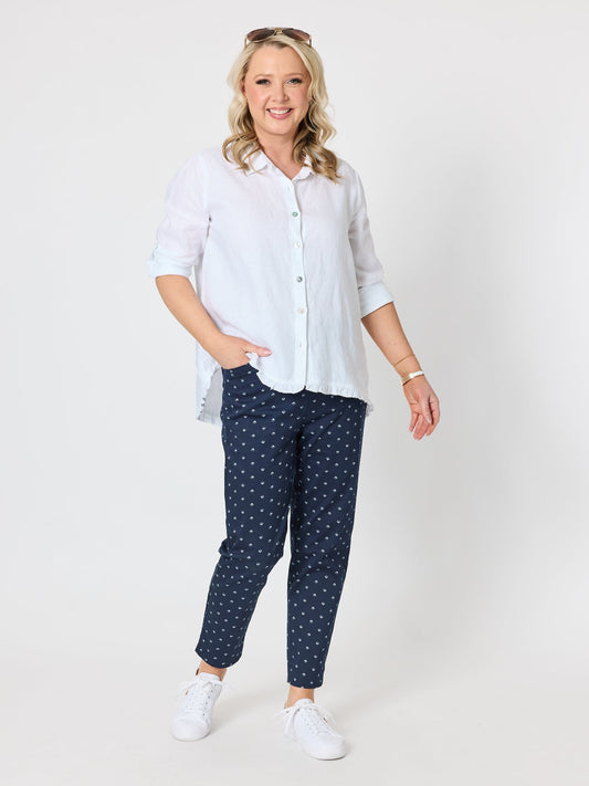 Gordon Smith Tropez Slim Leg Print Pant (Navy/White)