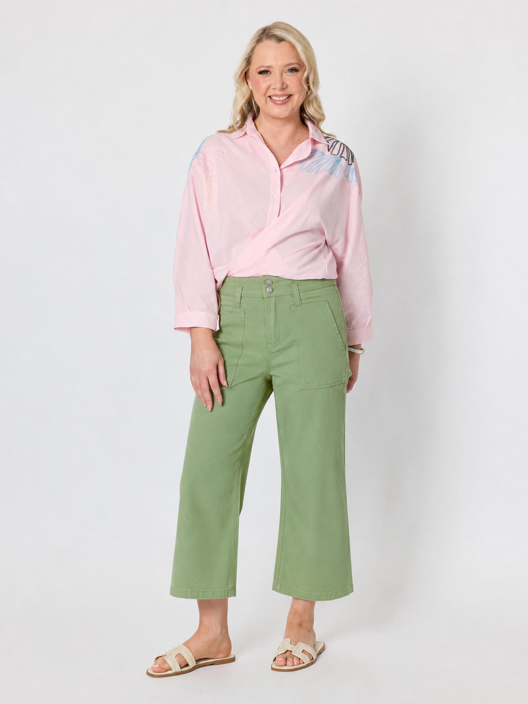Gordon Smith Hudson Wide Leg Crop Jean (Fern)