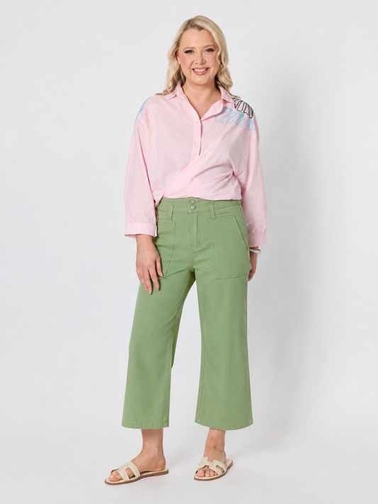 Gordon Smith Hudson Wide Leg Crop Jean (Fern)