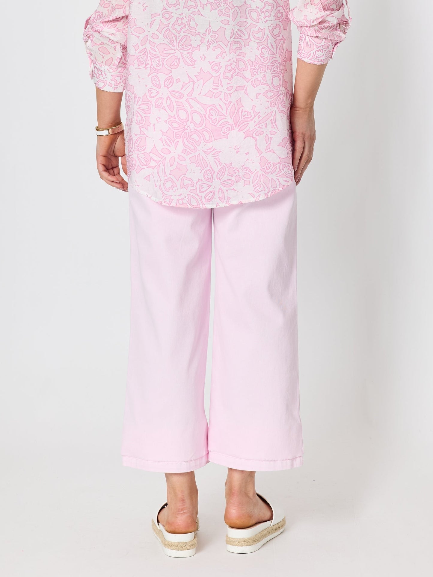Gordon Smith Hudson Wide Leg Crop Jean (Pale Pink)