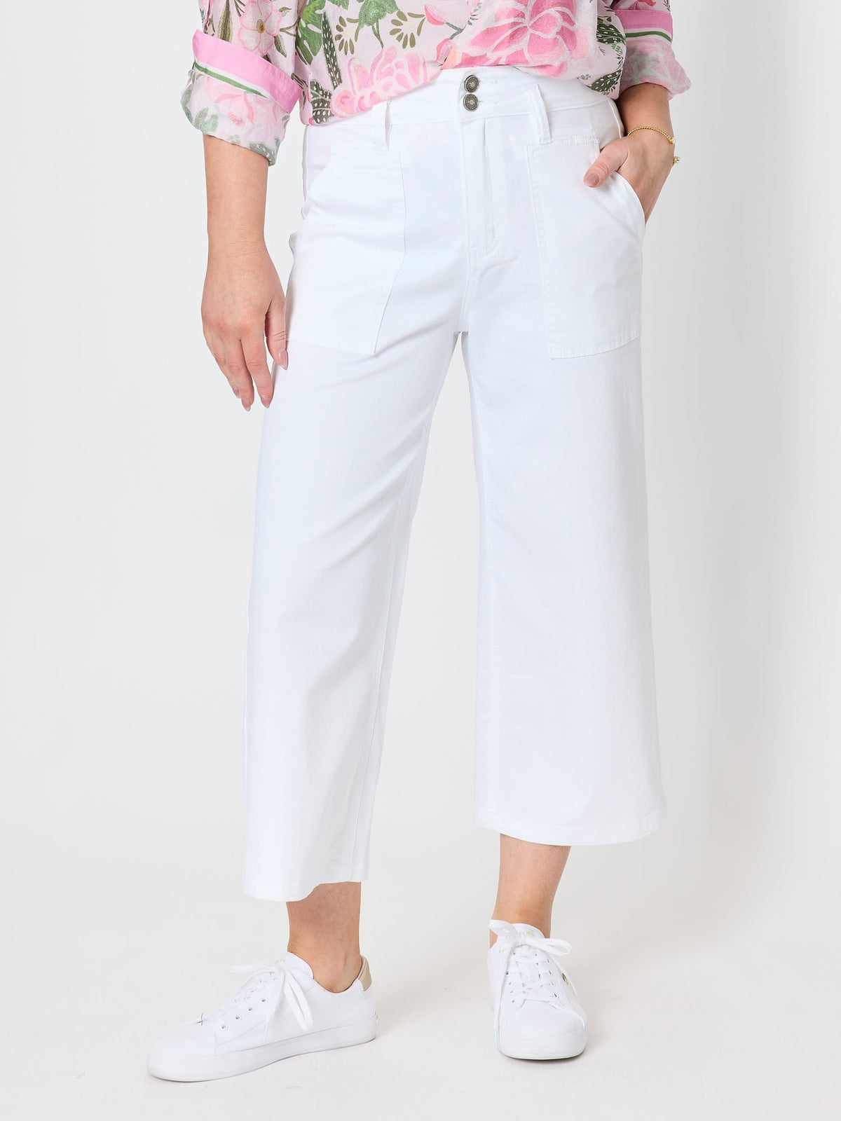 Image of Jeans. Product name - Hudson Wide Leg Crop Jean White in White colour by brand - Gordon Smith