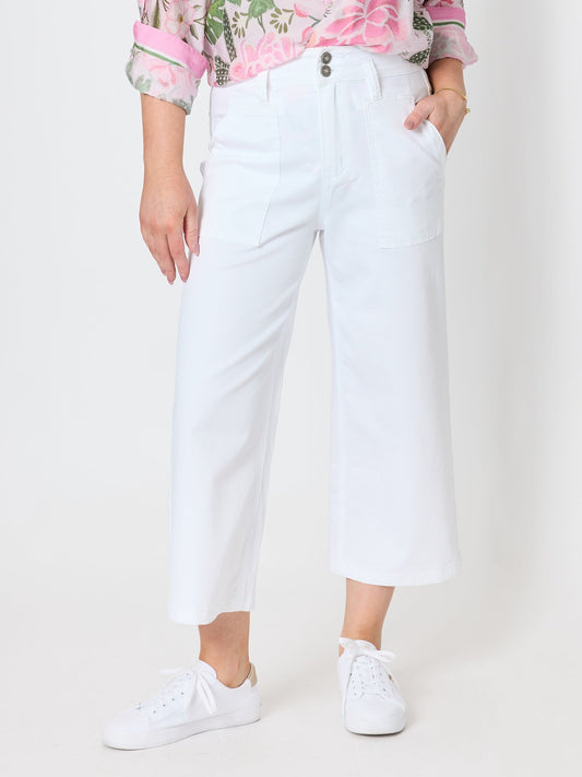 Image of Jeans. Product name - Hudson Wide Leg Crop Jean White in White colour by brand - Gordon Smith