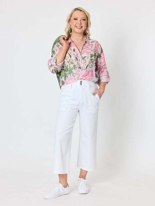 Gordon Smith Hudson Wide Leg Crop Jean (White)