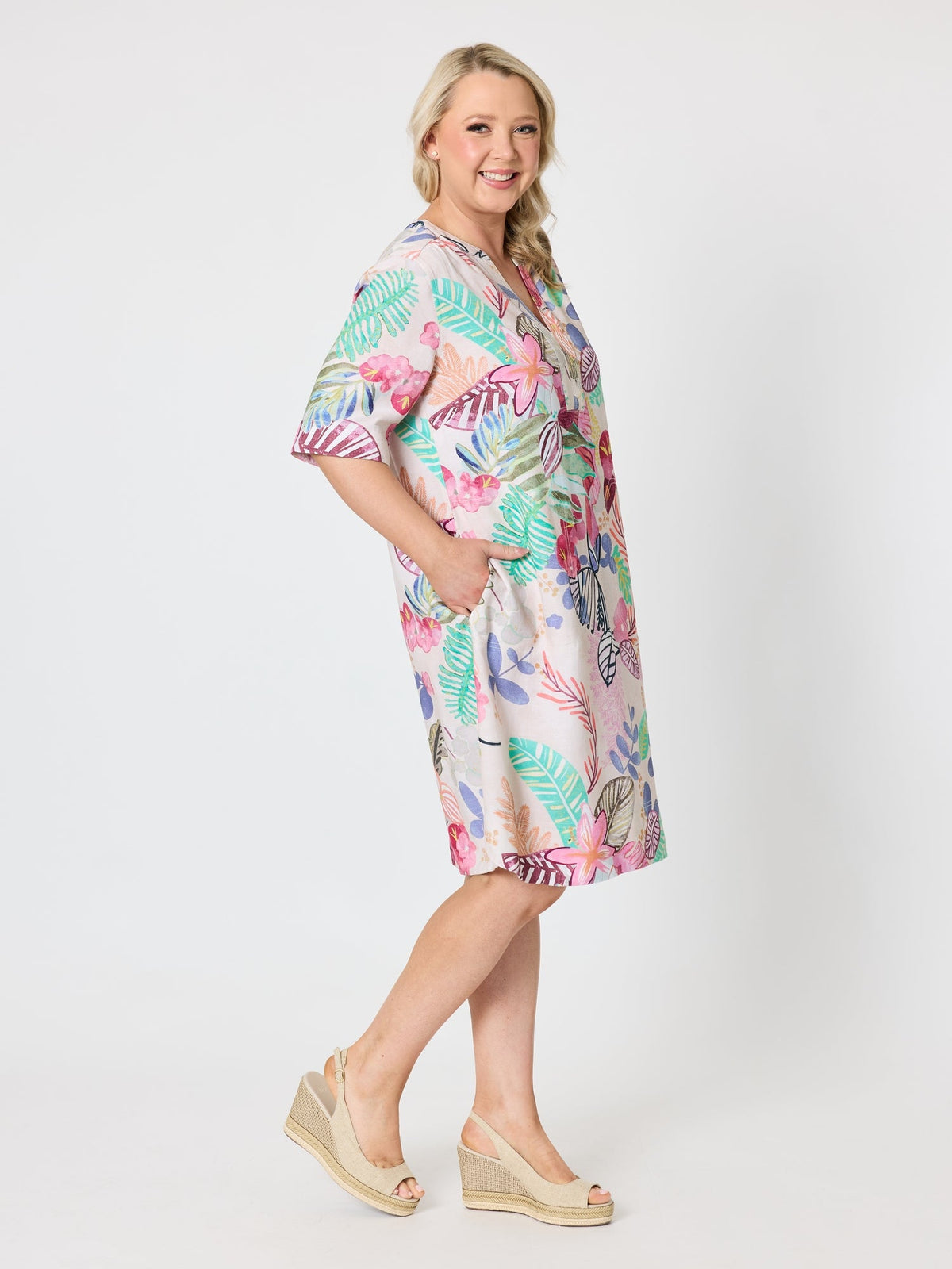 Gordon Smith Desert Rose Floral Print Dress (Pink/Multi)