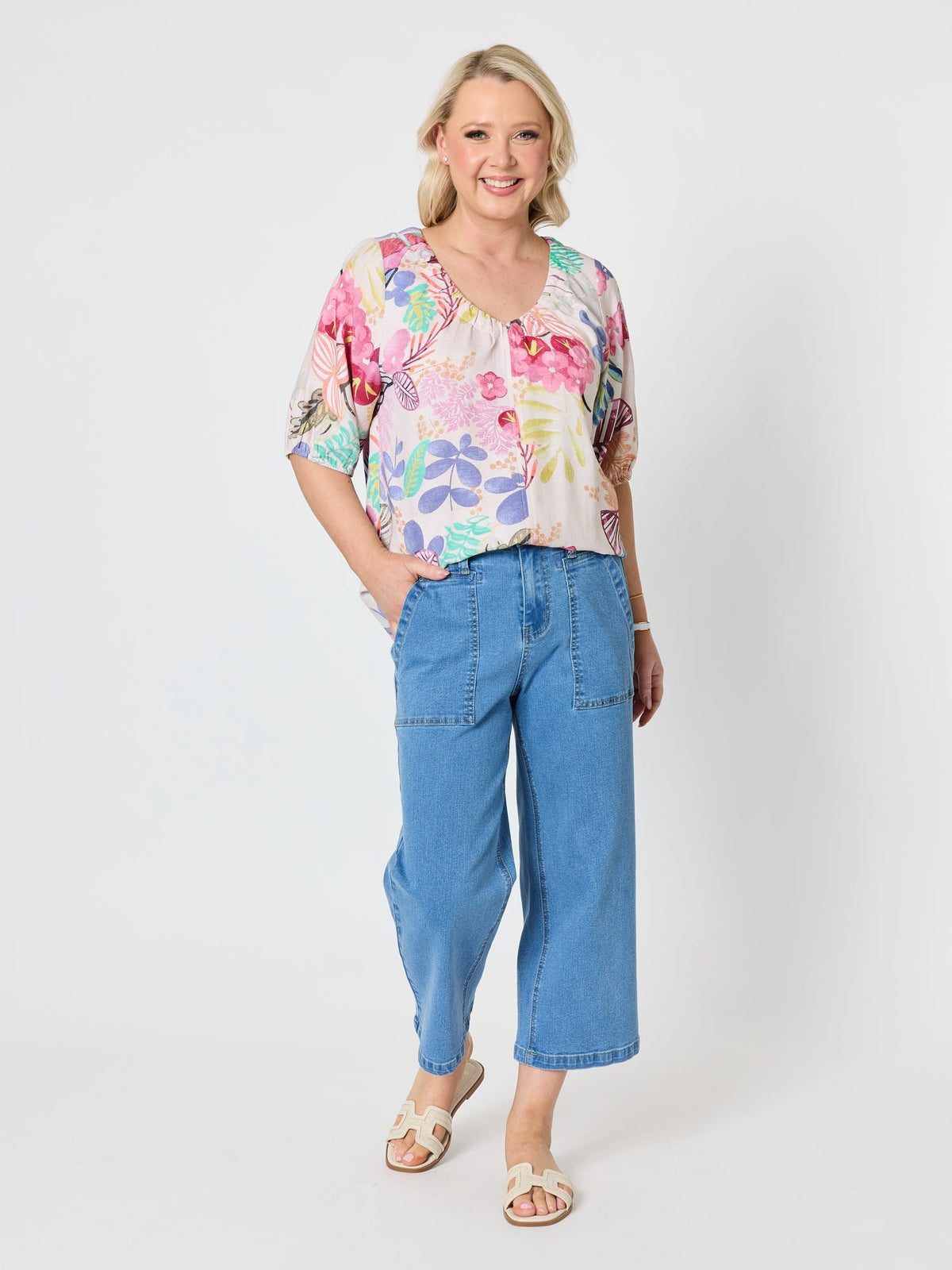 Gordon Smith Desert Rose Floral Print Top (Pink/Multi)