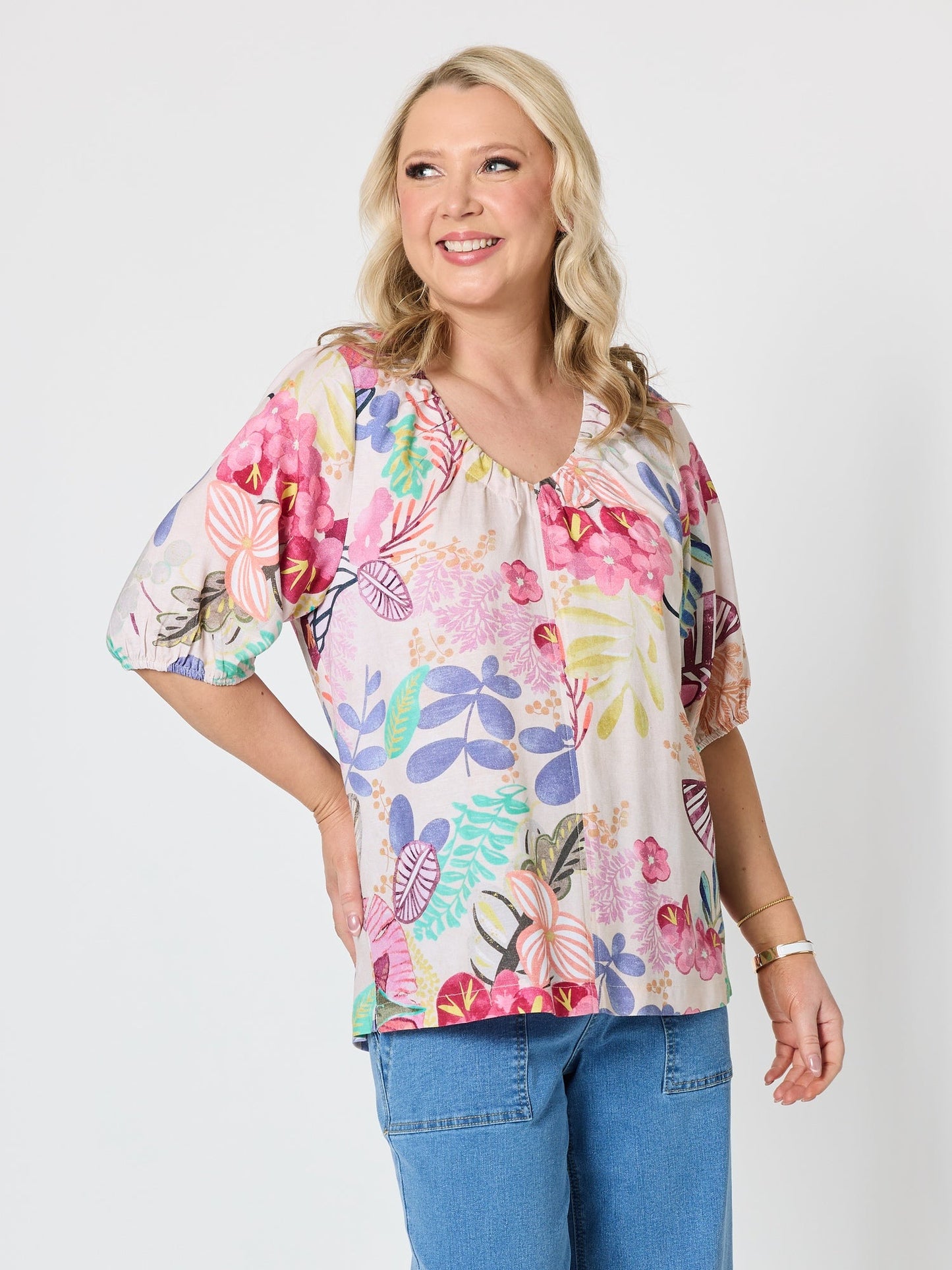 Gordon Smith Desert Rose Floral Print Top (Pink/Multi)