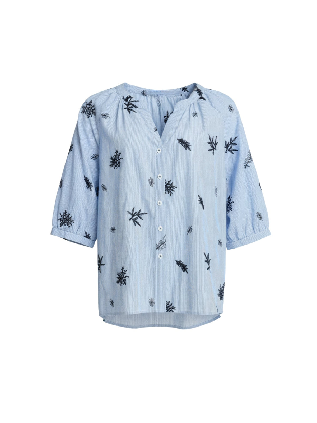 Threadz Botanica Embroidered Floral Shirt (Navy/White)