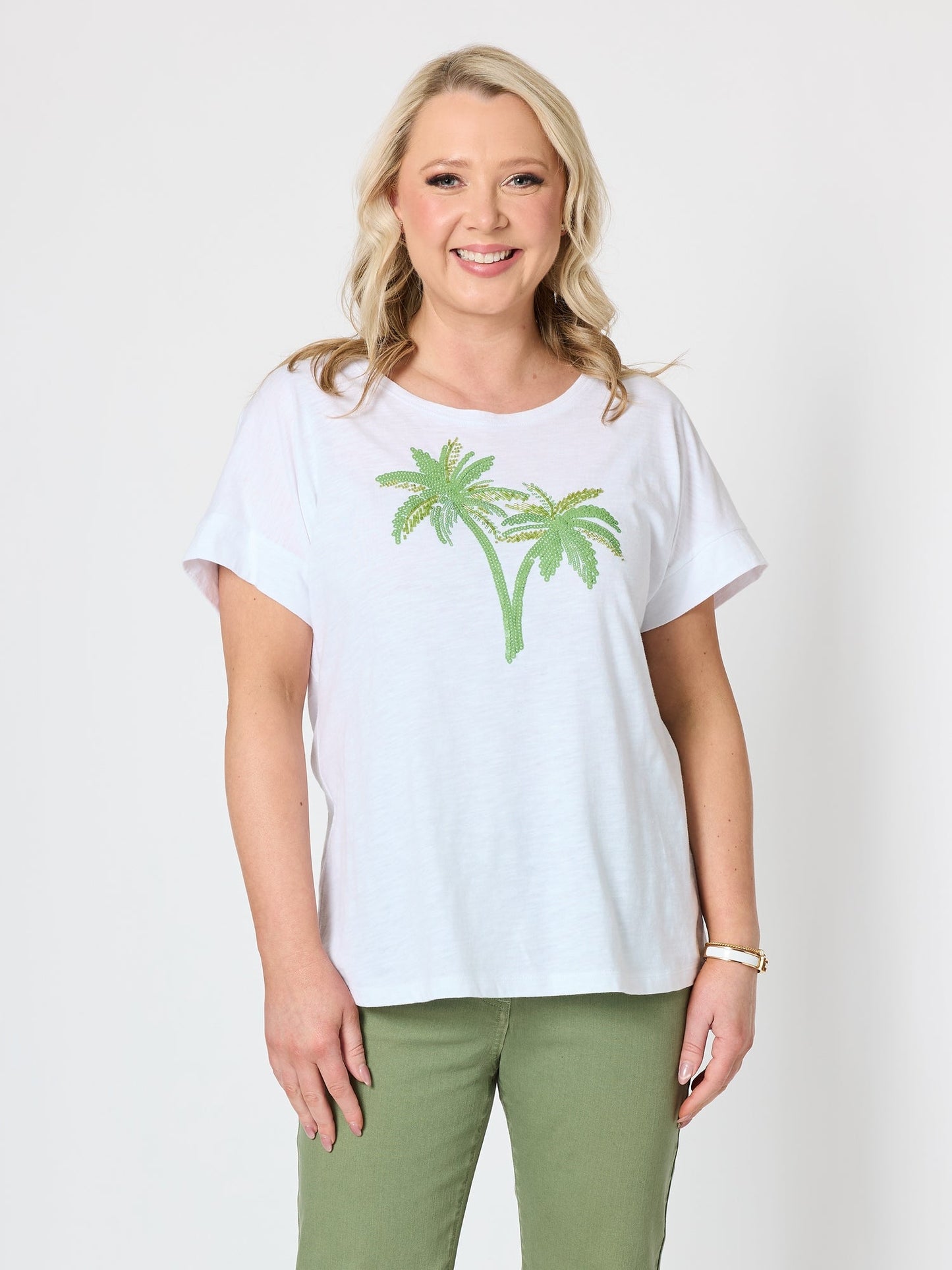 Gordon Smith Oasis Palm Sequin T-shirt (White)