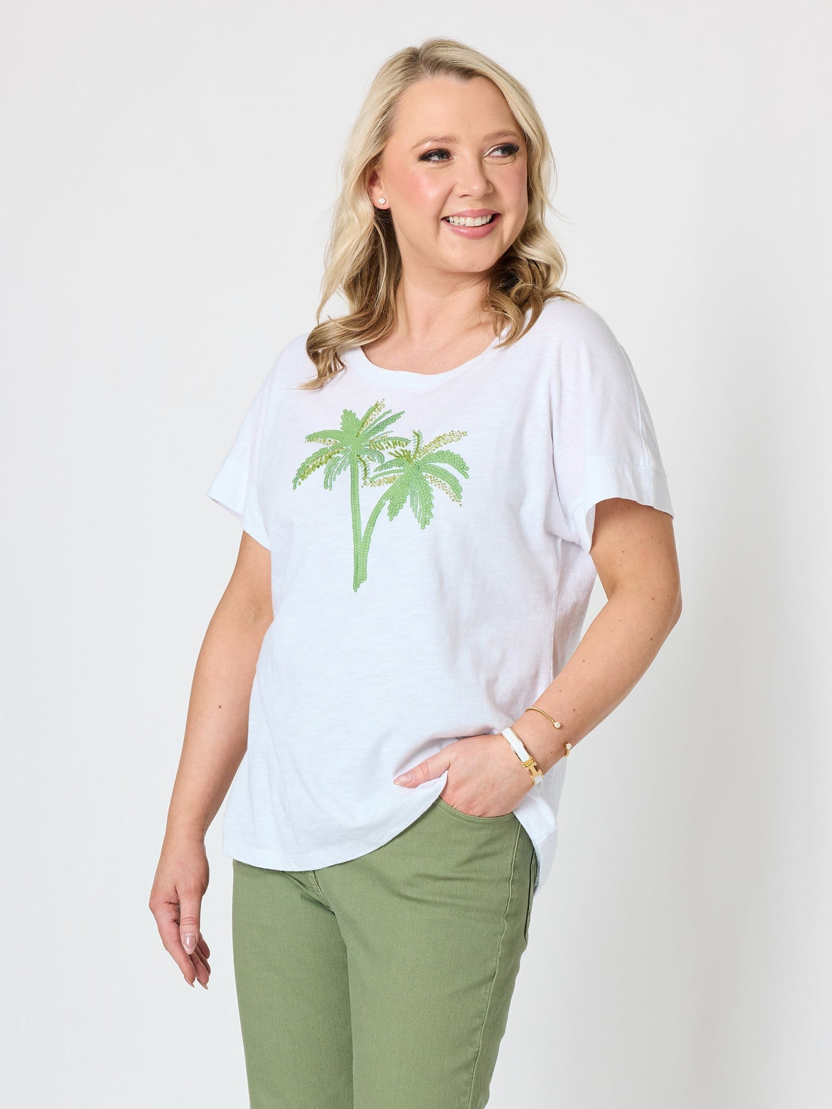 Gordon Smith Oasis Palm Sequin T-shirt (White)