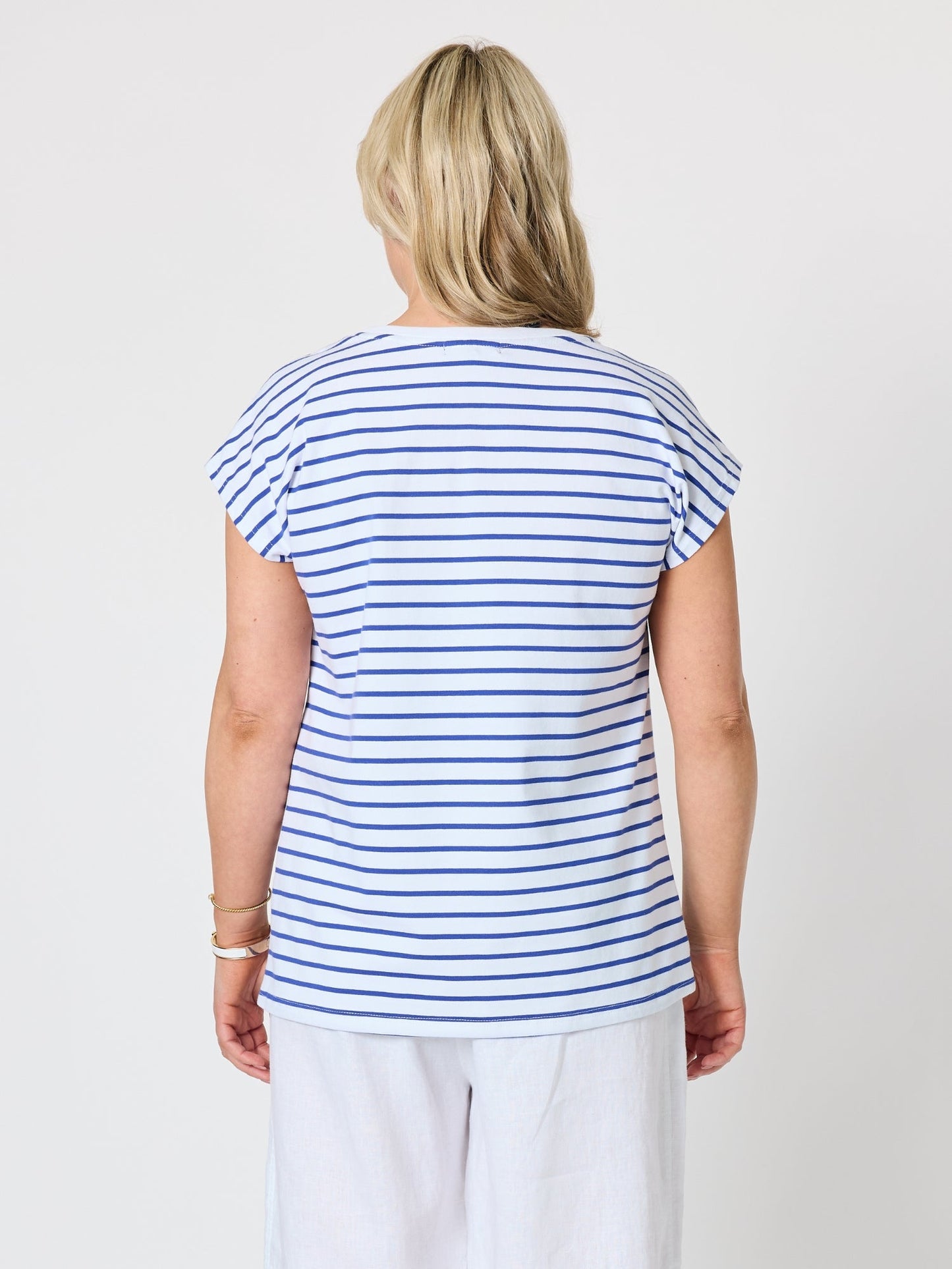 Gordon Smith Dockside Stripe Stud Tee (Azure White)