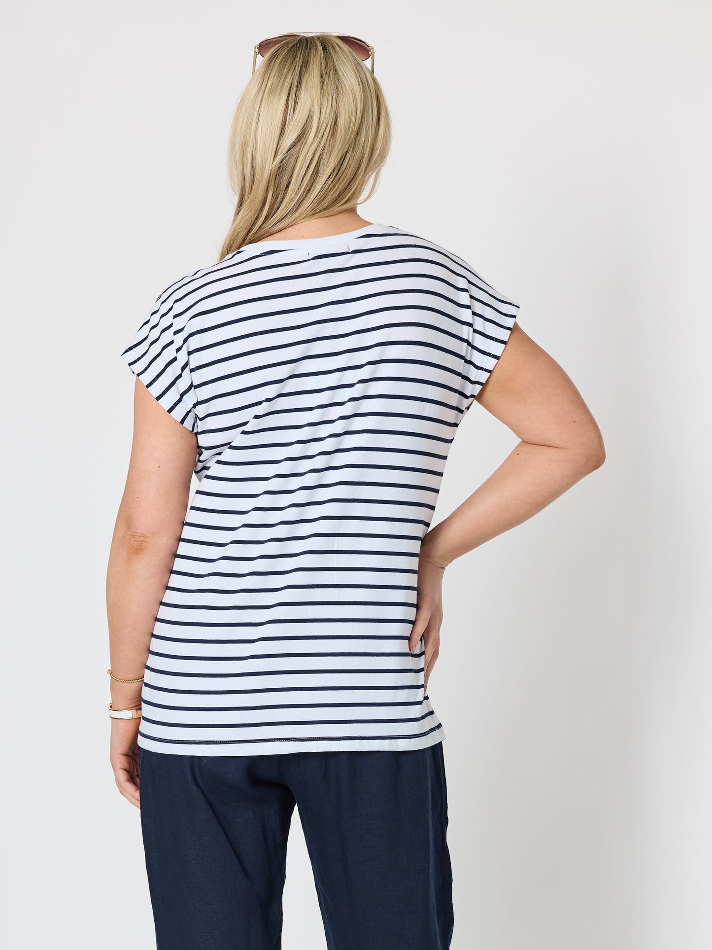 Gordon Smith Dockside Stripe Stud Tee (Navy/White)