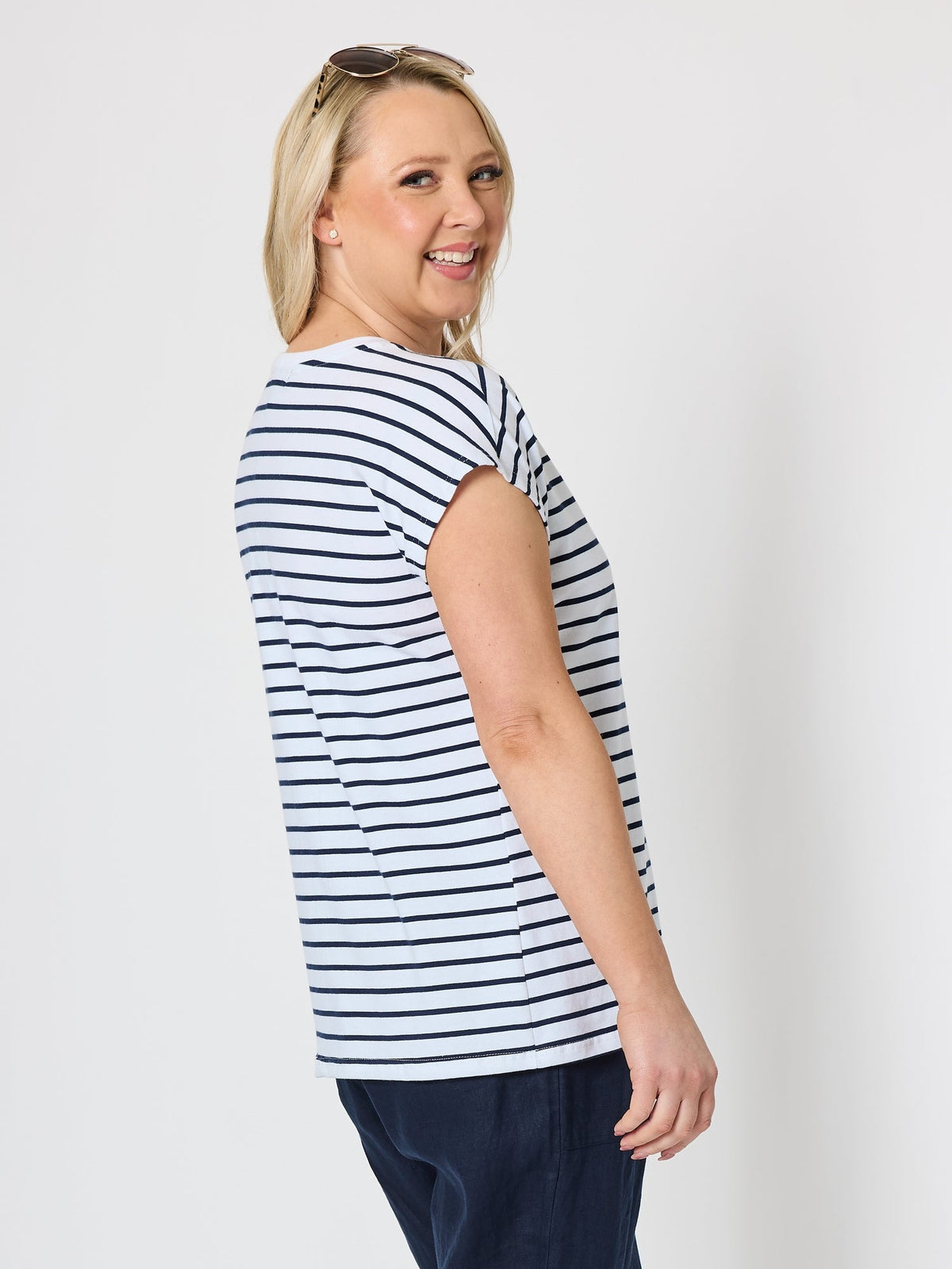 Gordon Smith Dockside Stripe Stud Tee (Navy/White)