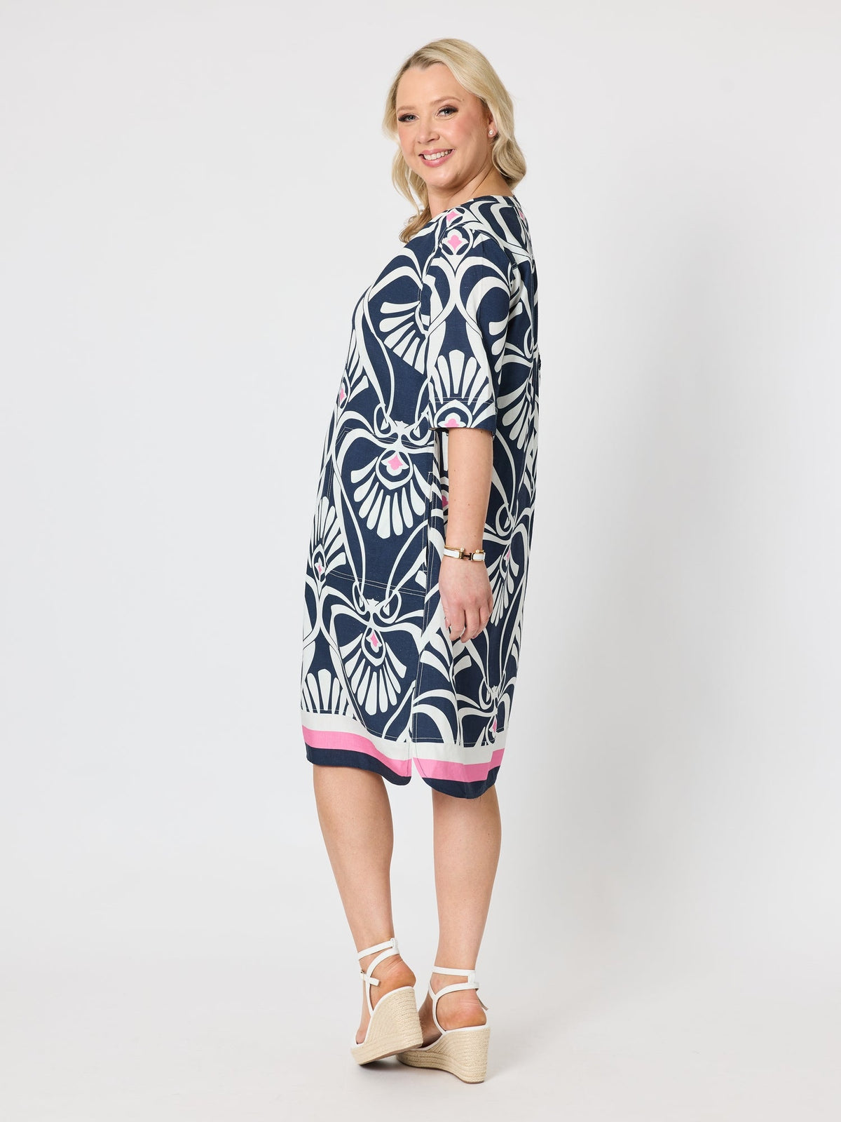 Gordon Smith Riviera Print Dress (Navy/White)