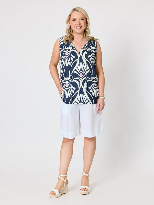 Gordon Smith Riviera Print Top (Navy/White)