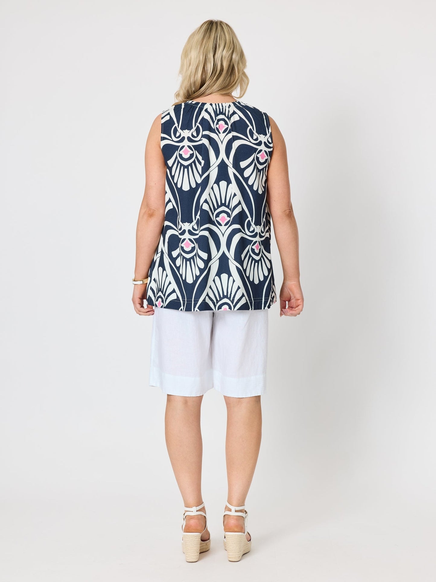 Gordon Smith Riviera Print Top (Navy/White)