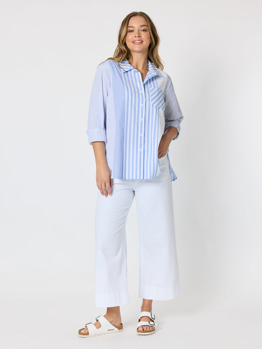 Threadz Miramar Stripe Print Shirt (Blue/White)