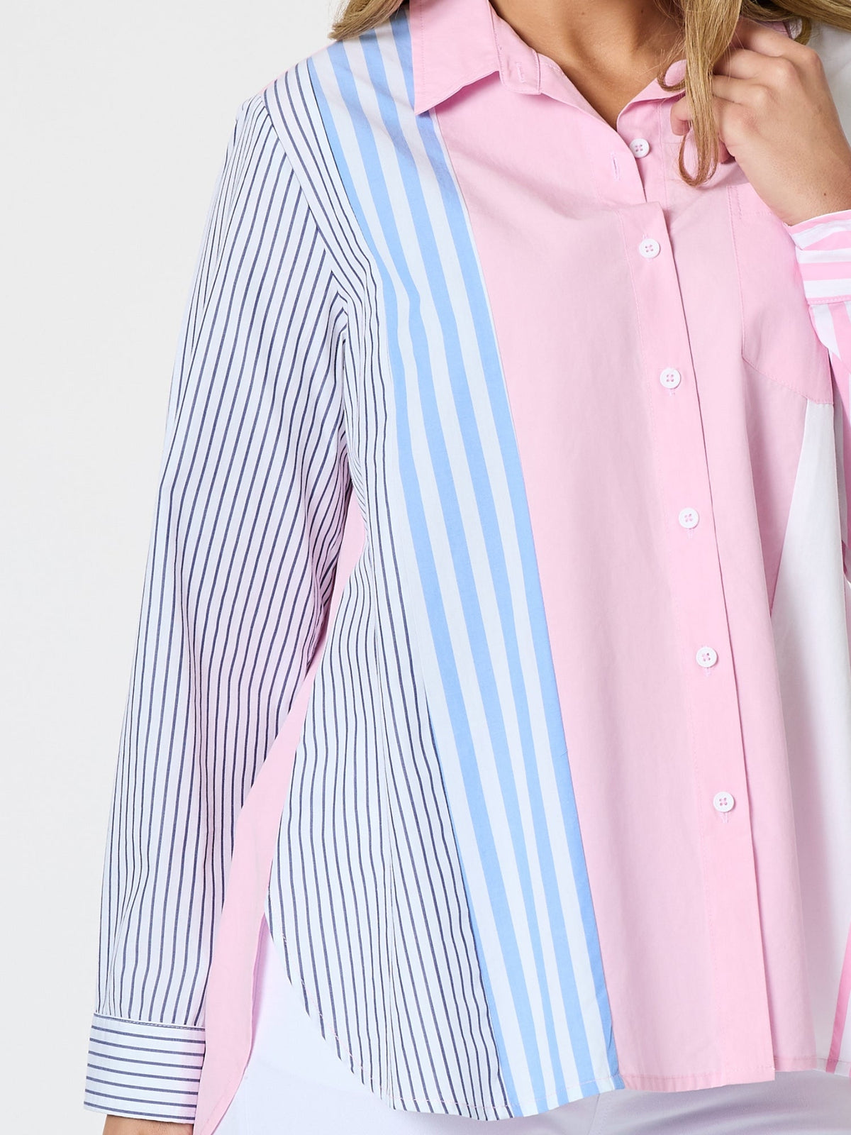 Threadz Miramar Stripe Print Shirt (Lipstick Multi)