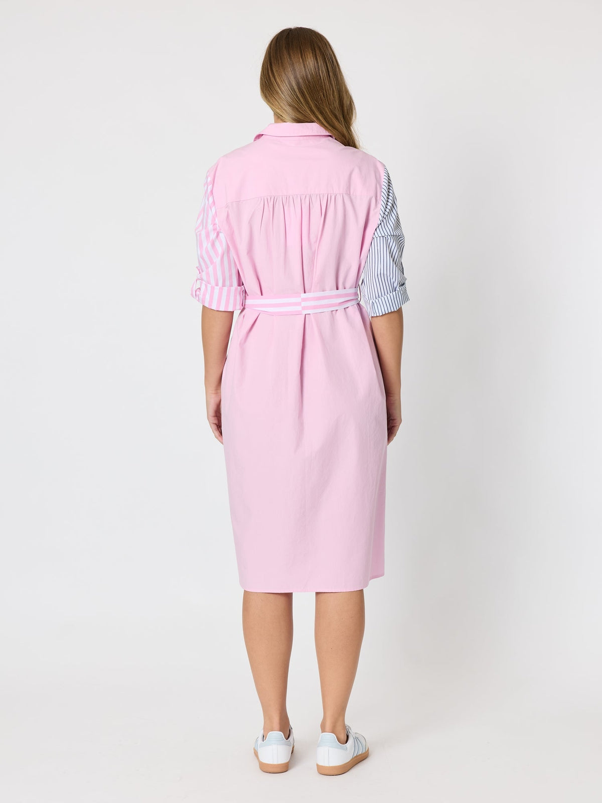Threadz Miramar Stripe Print Shirt Dress (Lipstick Multi)