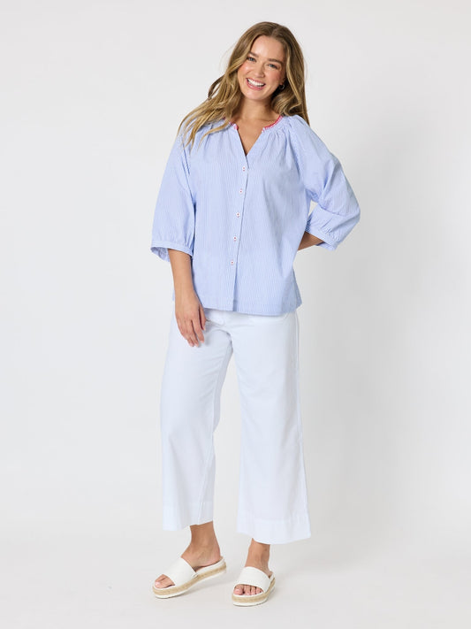 Threadz Laguna Stripe Print Top (Blue/White)