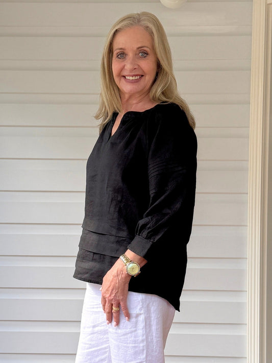 Gordon Smith Kate Linen Top (Black)