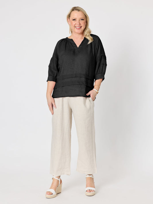 Gordon Smith Kate Linen Top (Black)