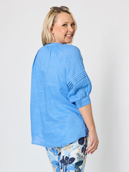 Gordon Smith Kate Linen Top (Cornflower)