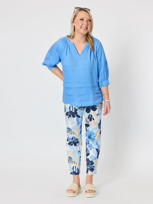 Gordon Smith Kate Linen Top (Cornflower)