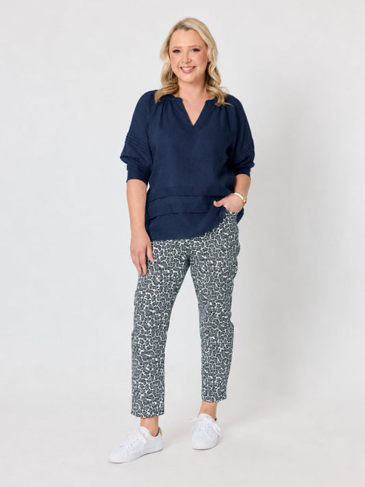 Gordon Smith Kate Linen Top (Navy)
