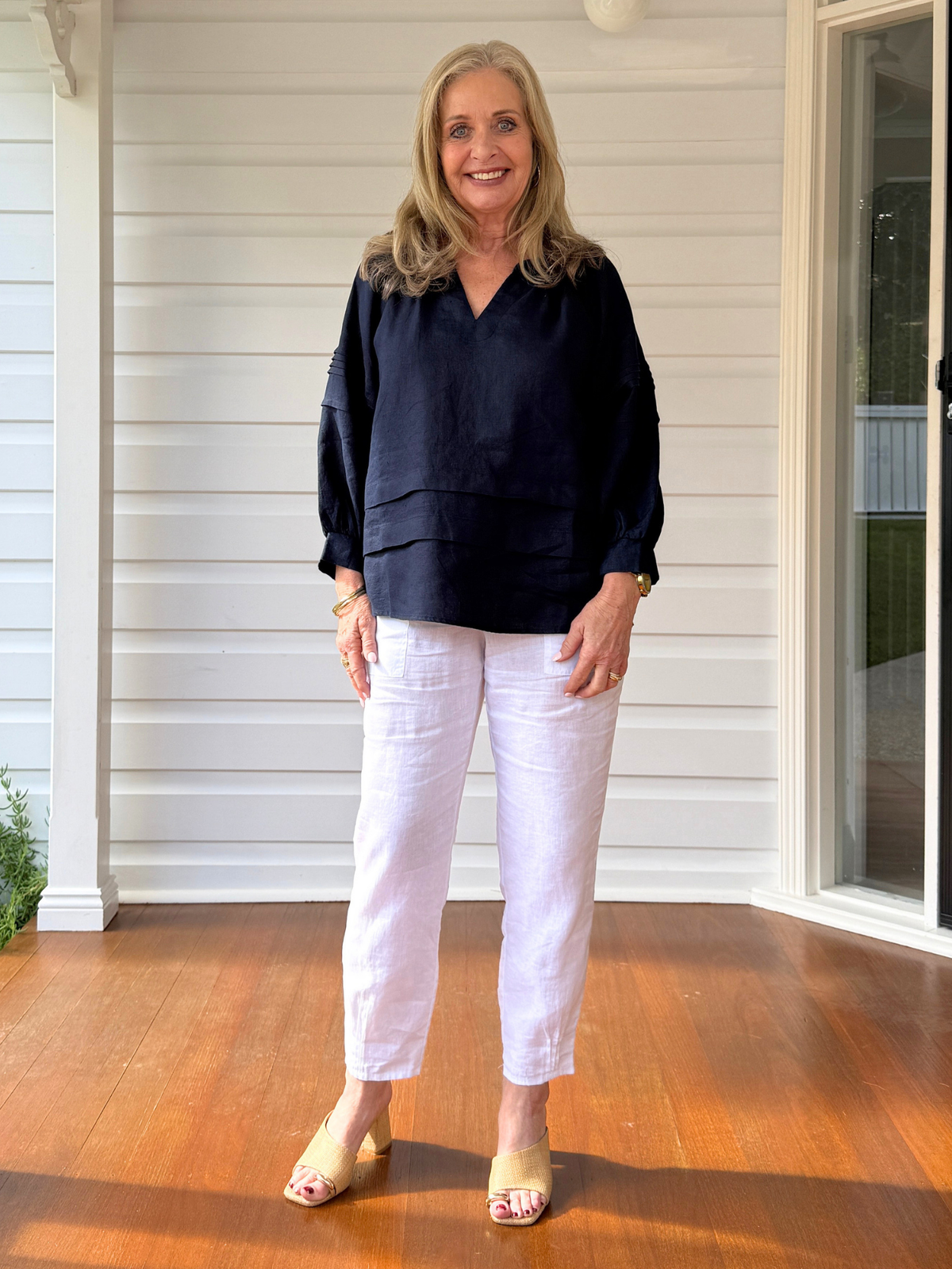 Gordon Smith Kate Linen Top (Navy)