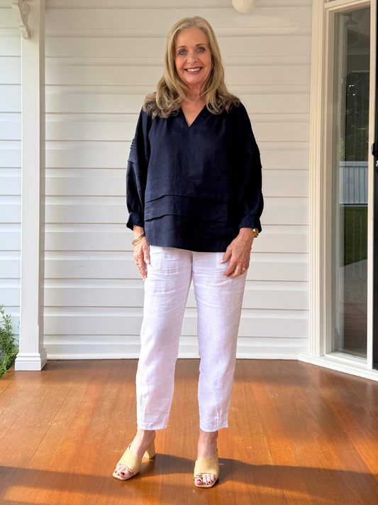 Gordon Smith Kate Linen Top (Navy)