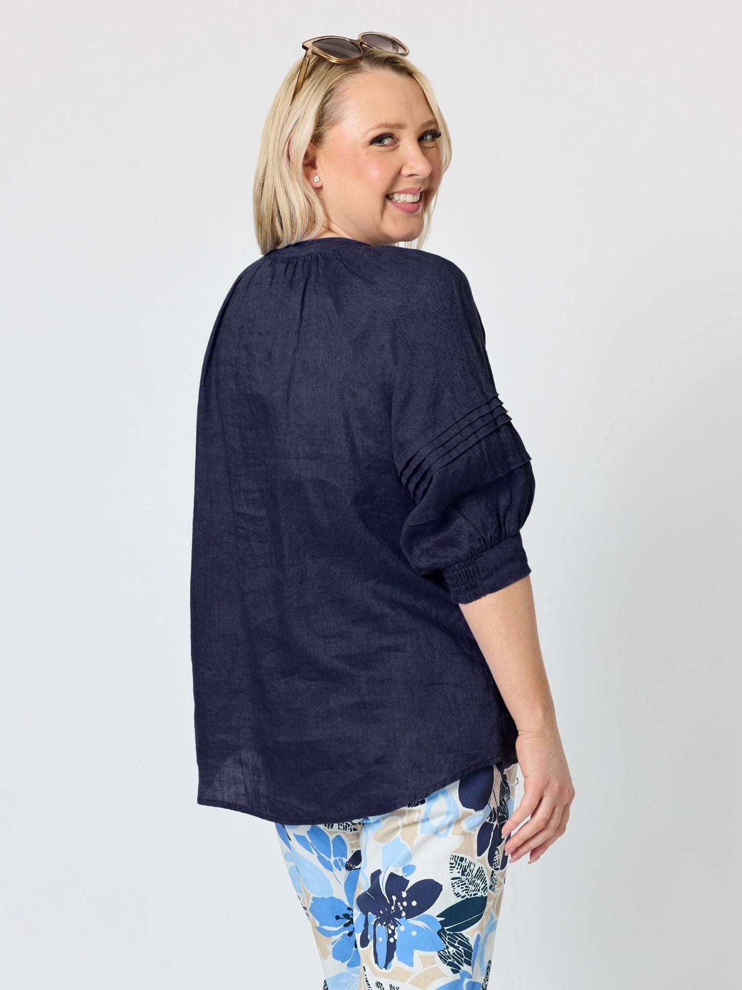 Gordon Smith Kate Linen Top (Navy)