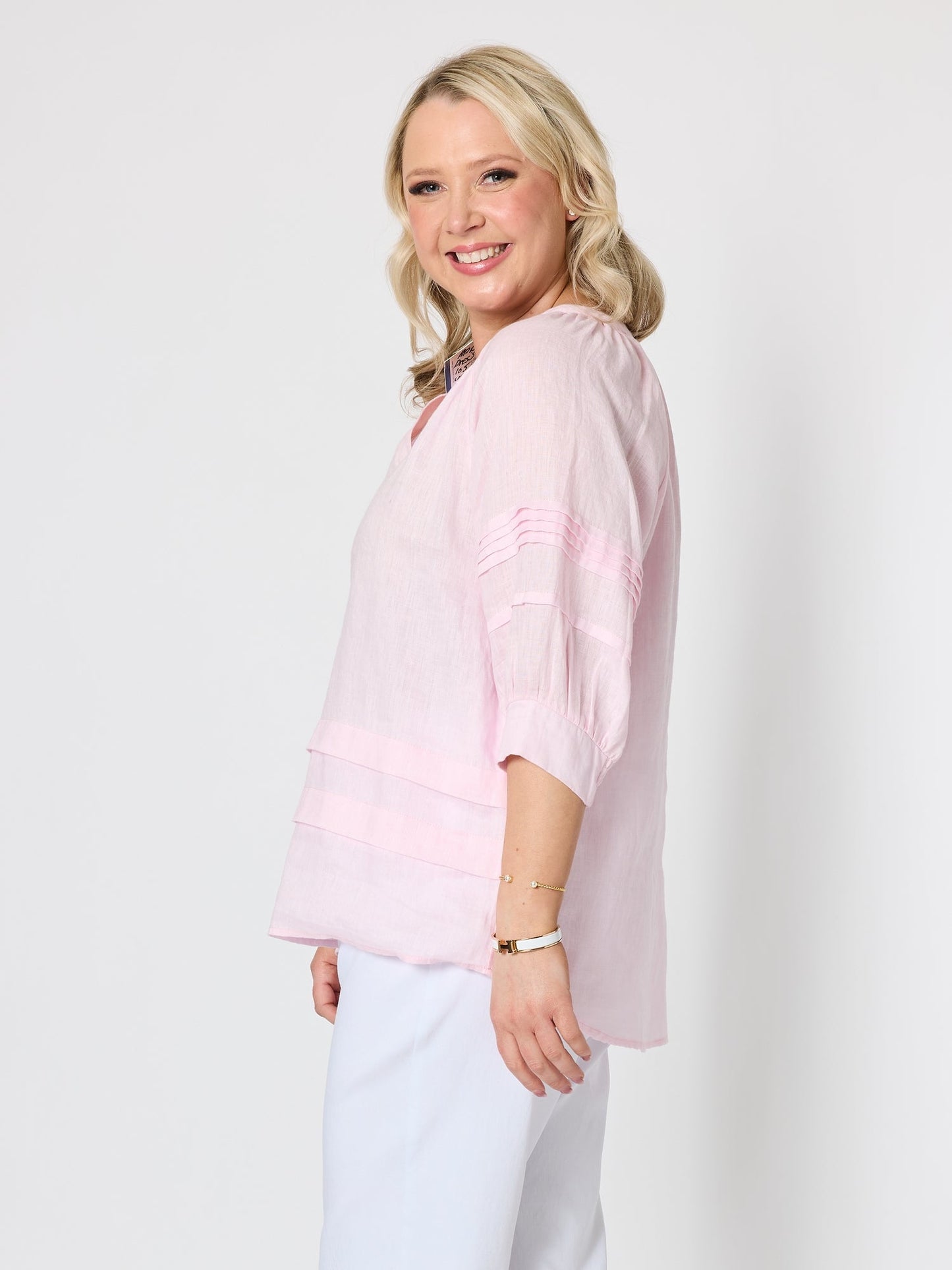 Gordon Smith Kate Linen Top (Pale Pink)