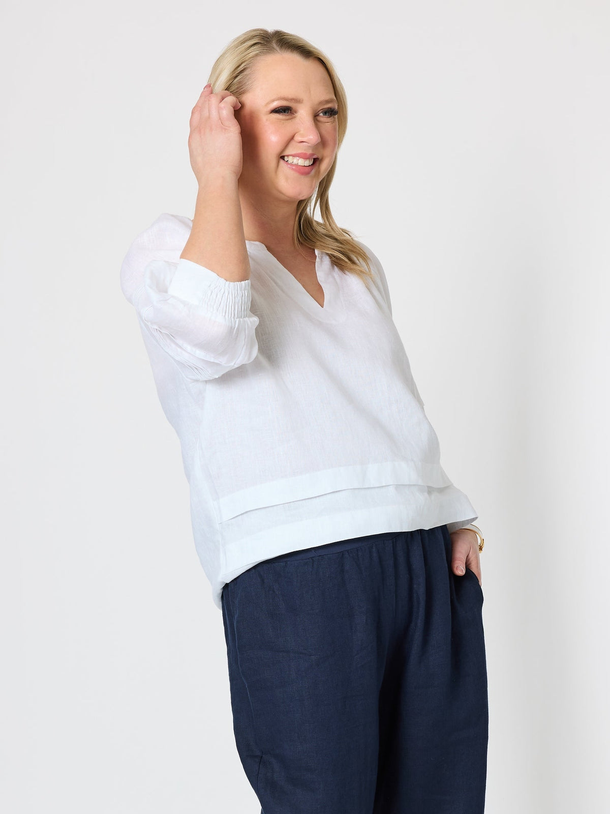 Gordon Smith Kate Linen Top (White)
