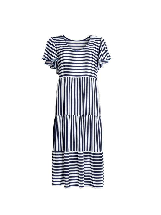 Threadz Kalahari Stripe Print Dress (Navy/White)