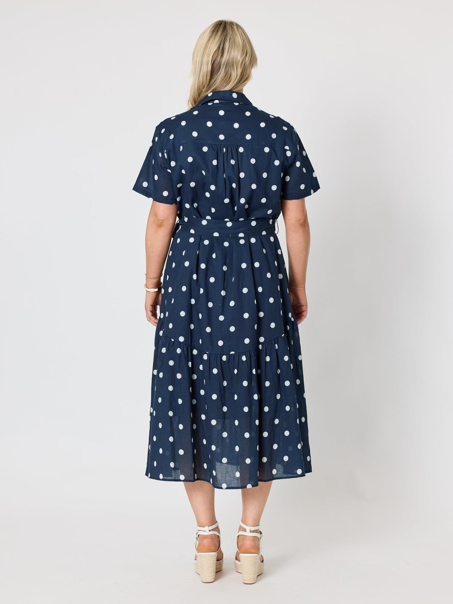 Gordon Smith Riviera Spot Print Shirt Dress (Navy/White)