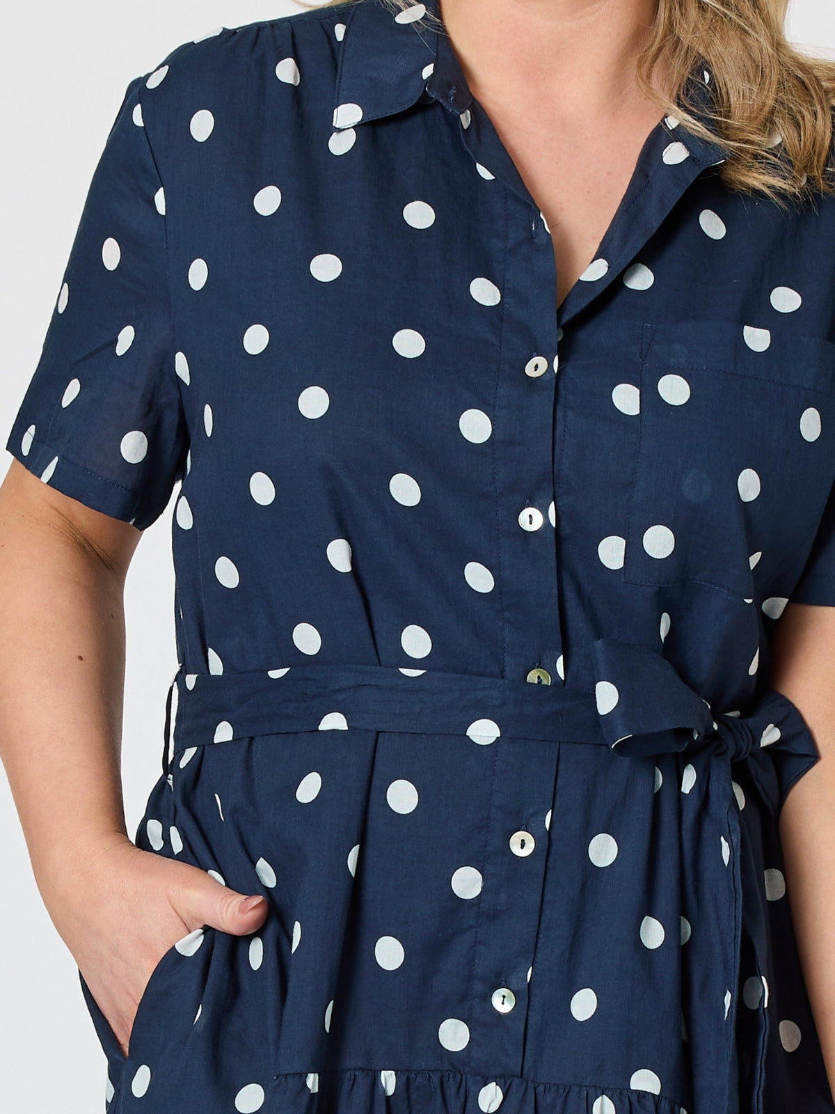 Gordon Smith Riviera Spot Print Shirt Dress (Navy/White)