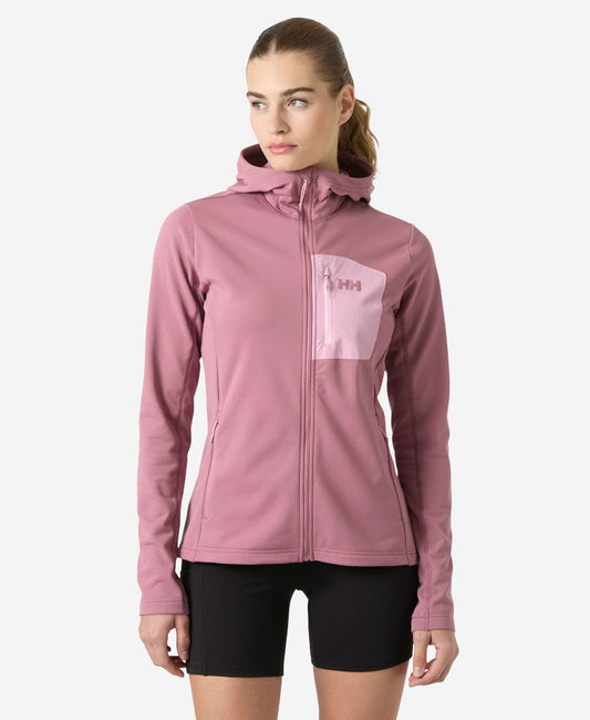 Image of a model wearing Outerwear. Product name - W VERSALITE HOODED JACKET, Wildberry in Wildberry colour by brand - Helly Hansen