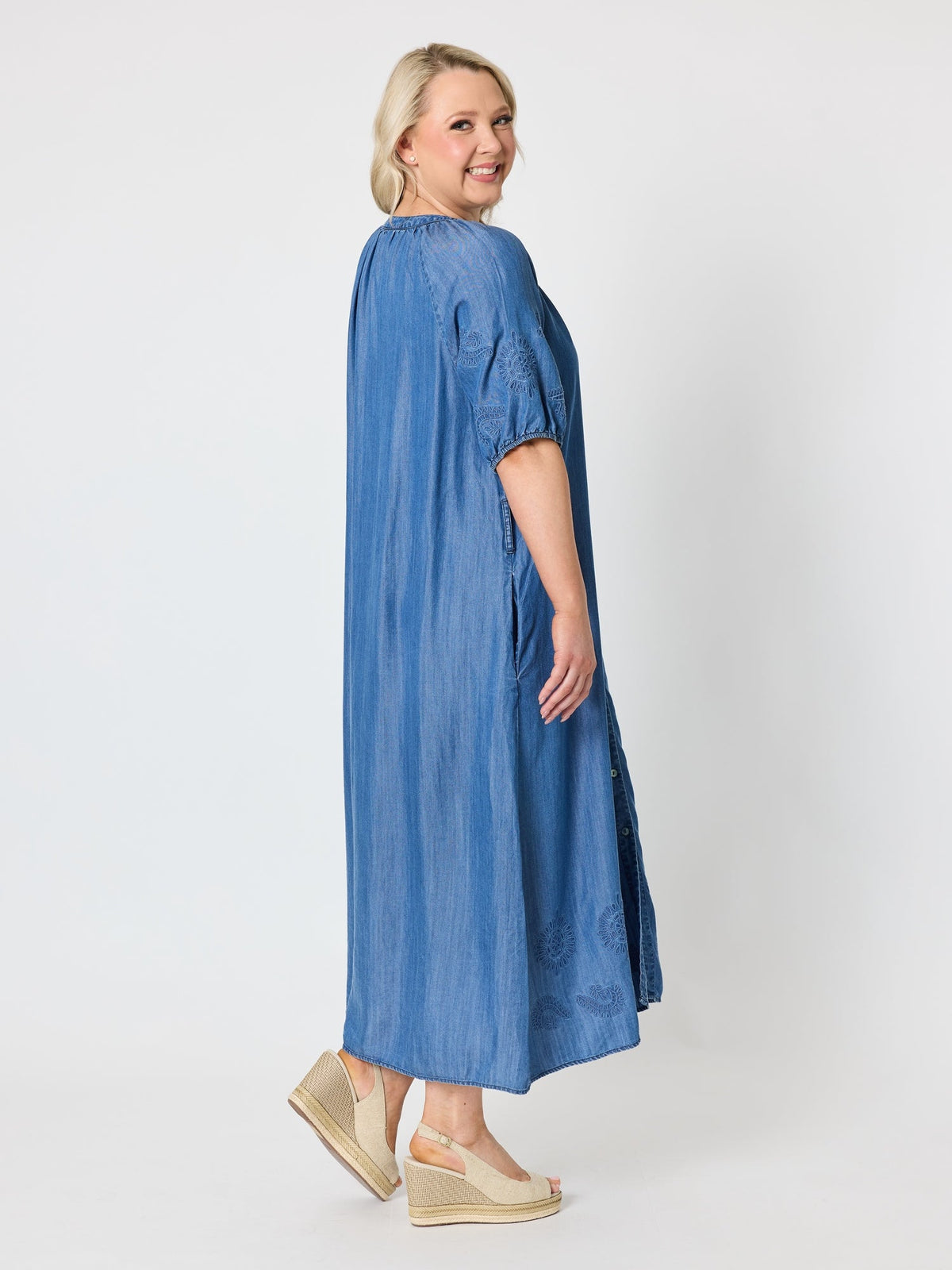 Gordon Smith Oasis Embroidered Dress (Denim)