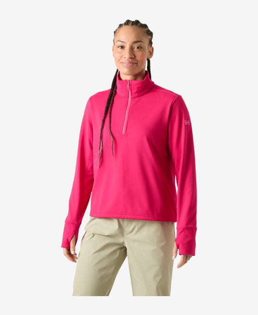 Image of a model wearing Outerwear. Product name - W VERSALITE CINCHED FLEECE, Cranberry in Cranberry colour by brand - Helly Hansen