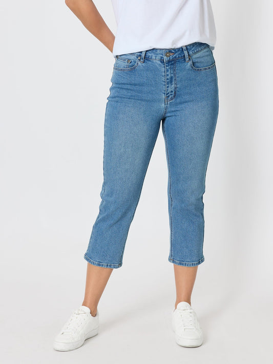 Image of Jeans. Product name - Perfect Cropped Jean Denim in Denim colour by brand - Threadz