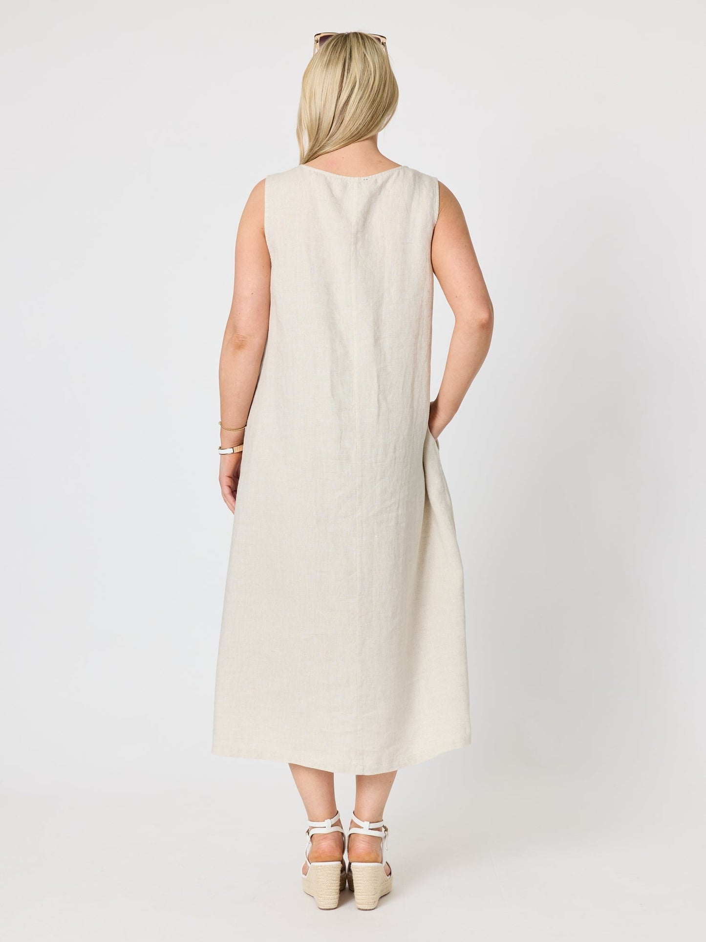Gordon Smith Ava Linen V-neck Dress (Natural)