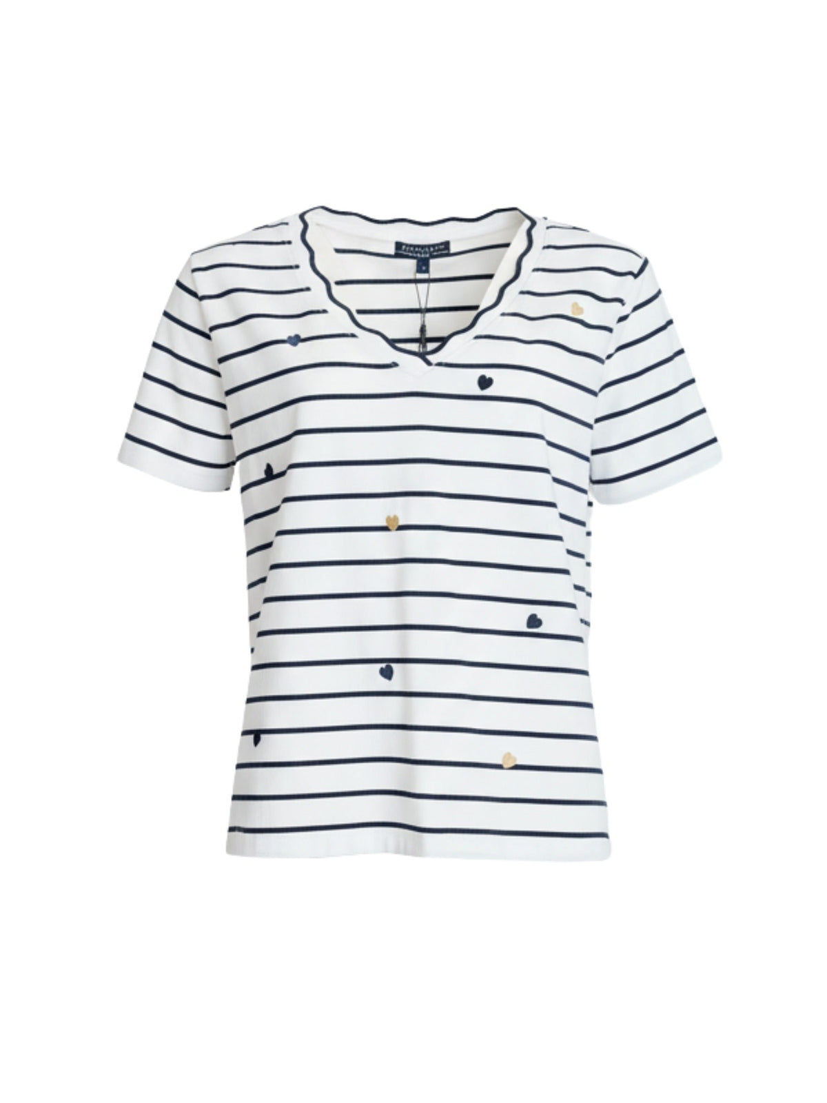 Gordon Smith Marina Embroidered Stripe Print Tee (Navy/White)