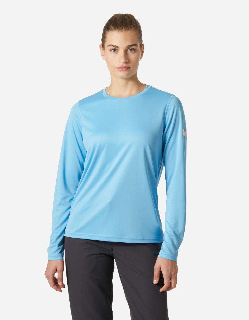 Image of Shirts. Product name - W HH TECH CREW LS 2.0, Aqua in Aqua colour by brand - Helly Hansen