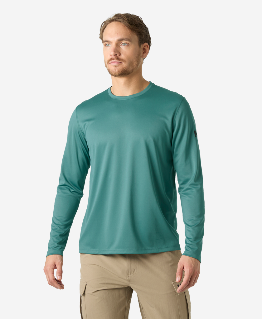 Image of T-Shirts. Product name - HH TECH CREW LS 2.0, Opal Green in Opal Green colour by brand - Helly Hansen